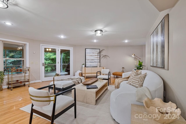 living room with light wood-type flooring