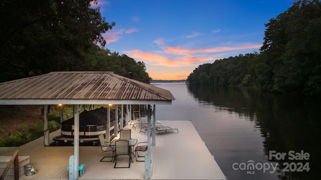 view of dock featuring a water view