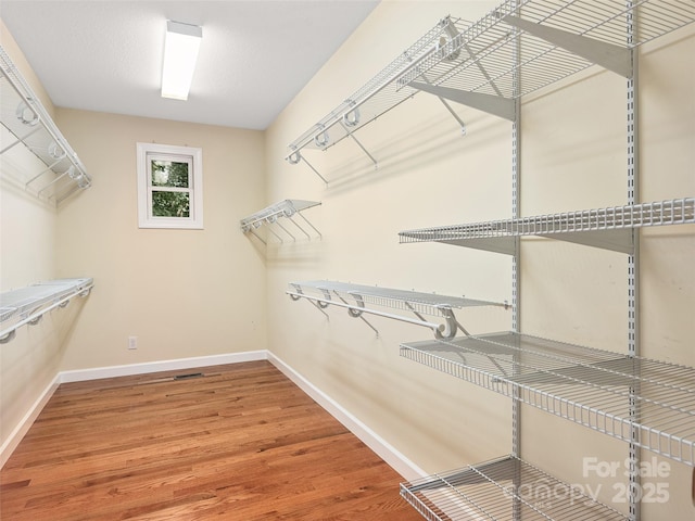 spacious closet with wood-type flooring