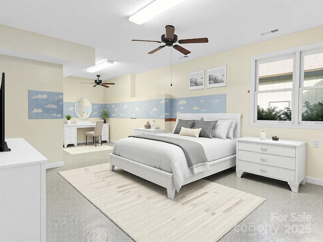 bedroom featuring ceiling fan