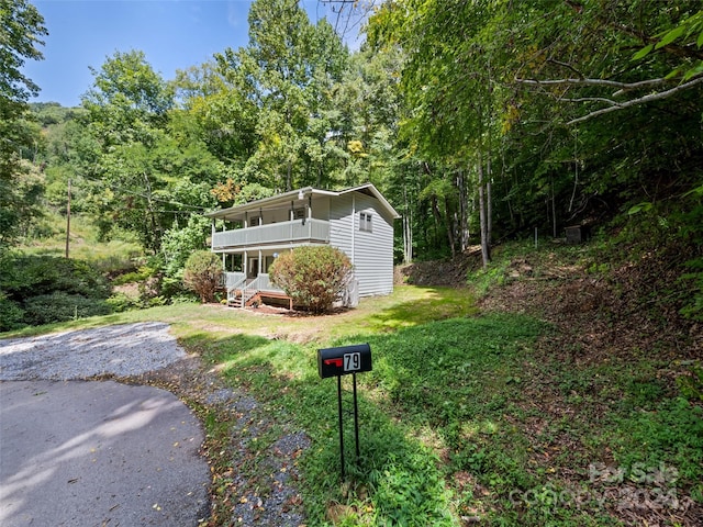 view of yard with a porch