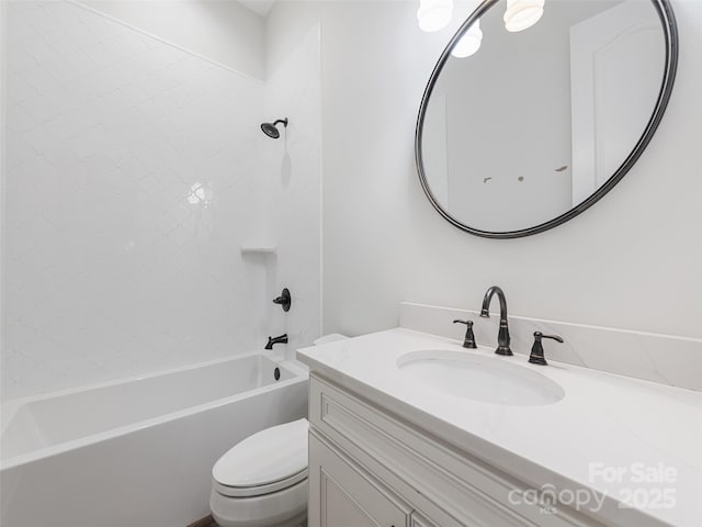 full bathroom featuring vanity, toilet, and shower / bath combination