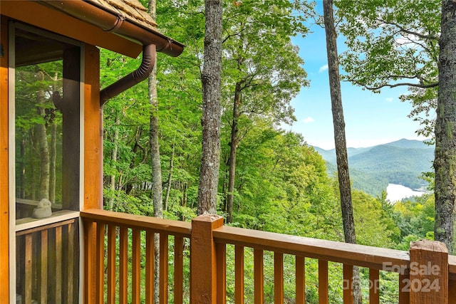 deck with a mountain view