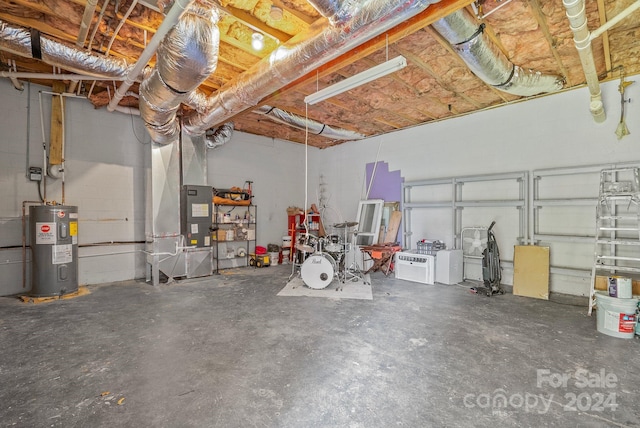 garage featuring electric water heater