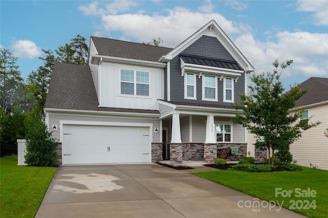 craftsman-style house featuring a front yard and a porch