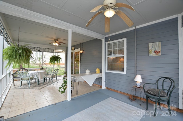 view of patio with ceiling fan