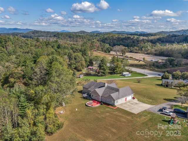 bird's eye view featuring a mountain view