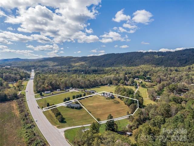 bird's eye view featuring a mountain view