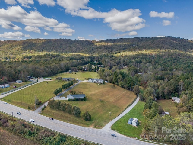 aerial view with a wooded view