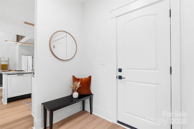 foyer with light hardwood / wood-style flooring