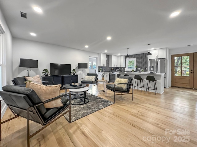 living room featuring light hardwood / wood-style flooring