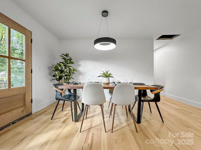 dining room featuring plenty of natural light and light hardwood / wood-style floors