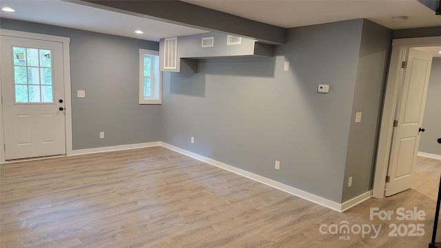 interior space featuring light wood-type flooring