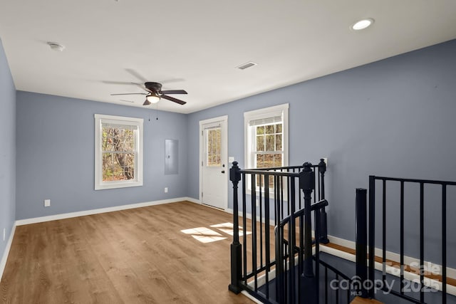 117 Hibriten Mountain Rd SE, Lenoir, NC 28645 - interior space featuring a ceiling fan, wood finished floors, baseboards, and visible vents