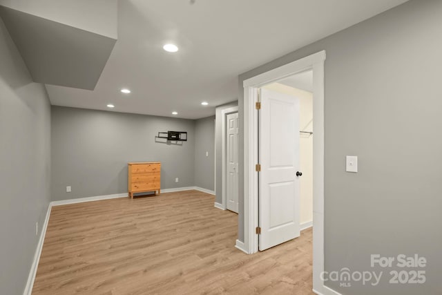 117 Hibriten Mountain Rd SE, Lenoir, NC 28645 - basement with recessed lighting, light wood-type flooring, and baseboards