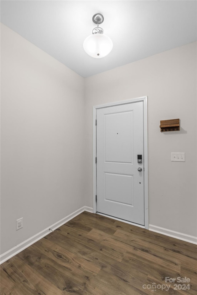 doorway with dark hardwood / wood-style floors