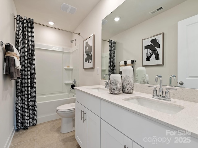 205 Alden Ct, Shelby, NC 28152 - full bathroom featuring visible vents, a sink, tile patterned floors, and toilet
