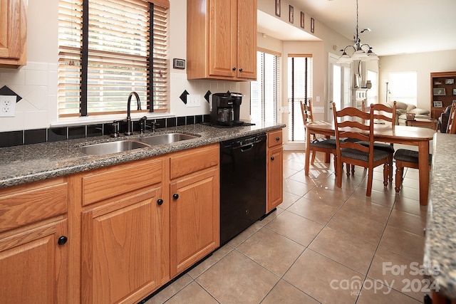 kitchen with decorative backsplash, dishwasher, sink, and plenty of natural light