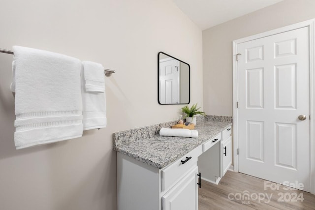 bathroom featuring wood-type flooring and vanity