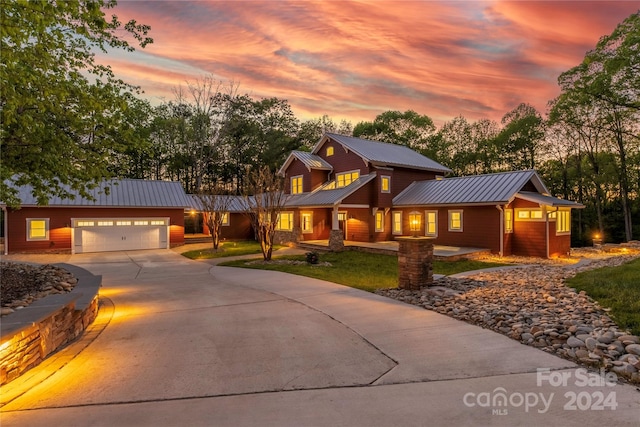 view of front of home with a garage