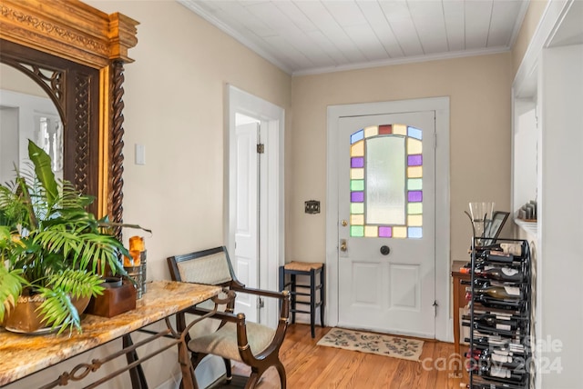 404 Avery Ave, Morganton, NC 28655 - entryway featuring light wood-type flooring and ornamental molding