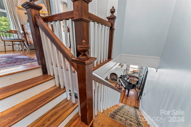 404 Avery Ave, Morganton, NC 28655 - staircase featuring wood finished floors