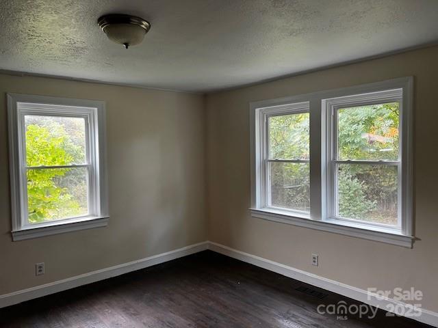 empty room featuring dark wood-type flooring and a wealth of natural light