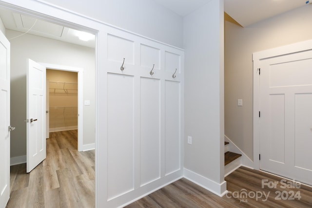 mudroom featuring light hardwood / wood-style floors