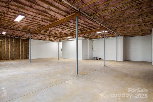 view of unfinished basement