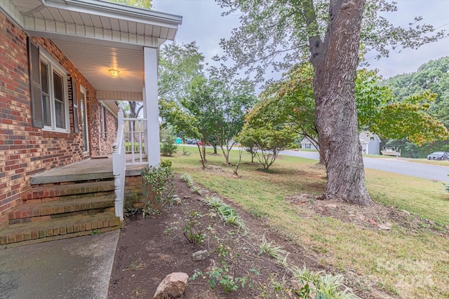 view of yard featuring a porch