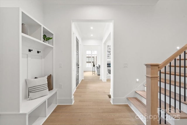 mudroom featuring light hardwood / wood-style floors