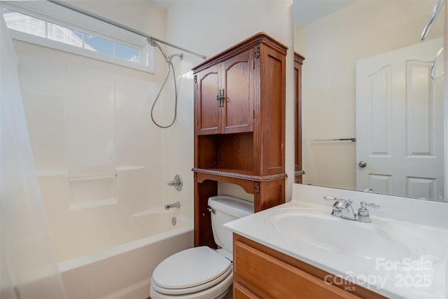 full bathroom with vanity, toilet, and shower / bath combination