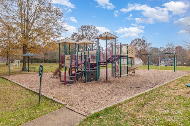 view of play area with a lawn