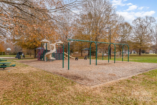 view of play area featuring a yard