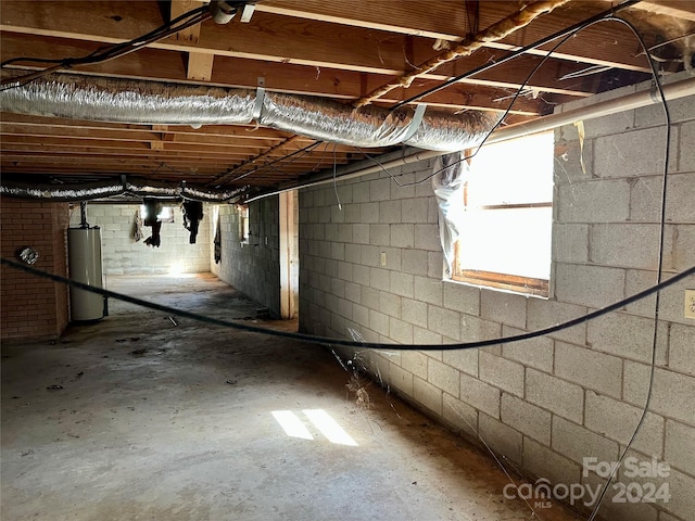 basement with water heater