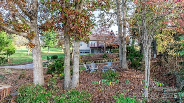 view of yard featuring a deck