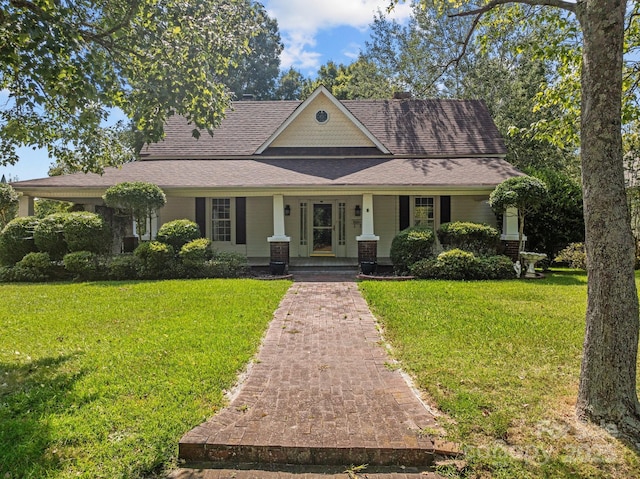 405 7th St, Spencer, NC 28159 - view of front of house with a front lawn, roof with shingles, and a porch