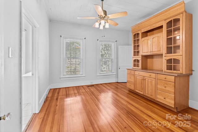 405 7th St, Spencer, NC 28159 - unfurnished office with a ceiling fan, light wood-type flooring, and ornamental molding