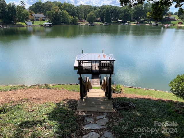 dock area featuring a water view