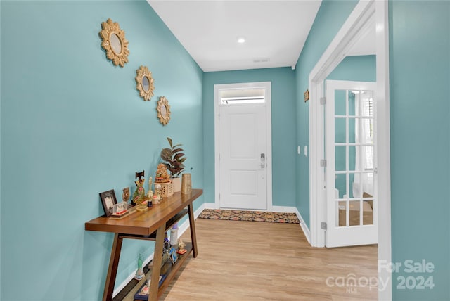 foyer featuring light wood-type flooring