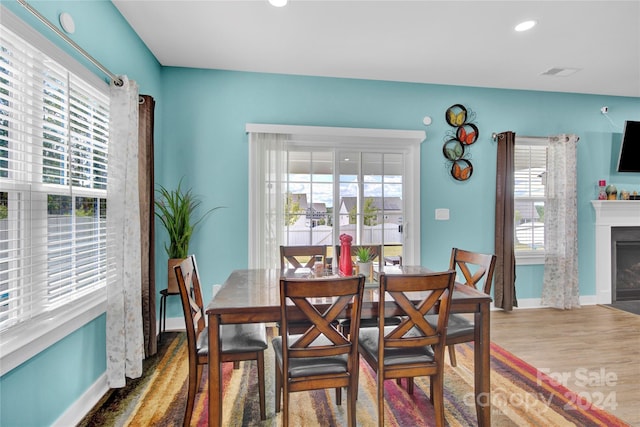 dining area with wood-type flooring