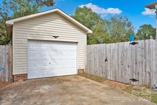 garage with wood walls