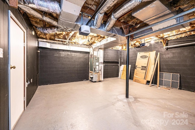 basement with heating unit