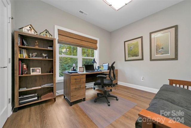 office featuring light wood-type flooring