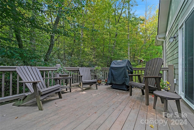 deck featuring grilling area