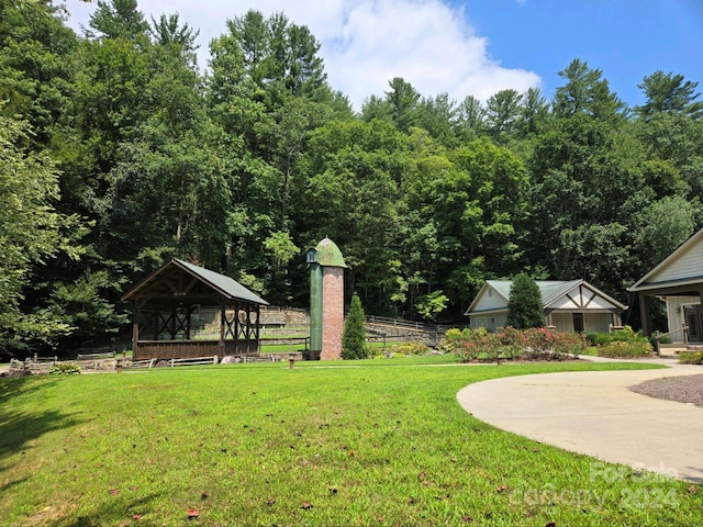 view of home's community with a lawn