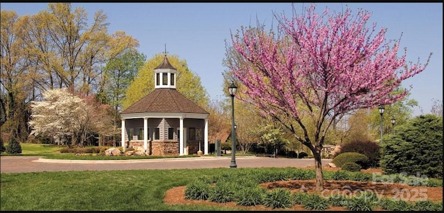 view of home's community with a yard