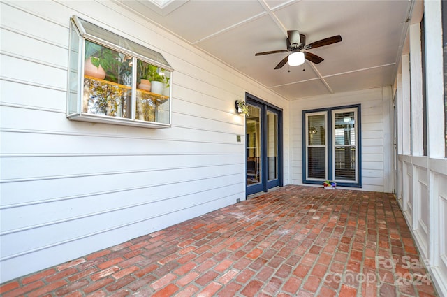 view of patio / terrace featuring ceiling fan