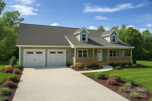 1710 Plantation Loop, Morganton, NC 28655 - new england style home with covered porch, concrete driveway, an attached garage, and a front lawn