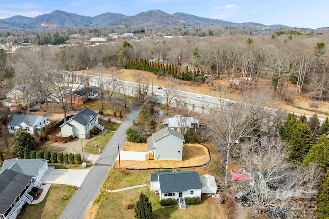 bird's eye view featuring a residential view and a mountain view